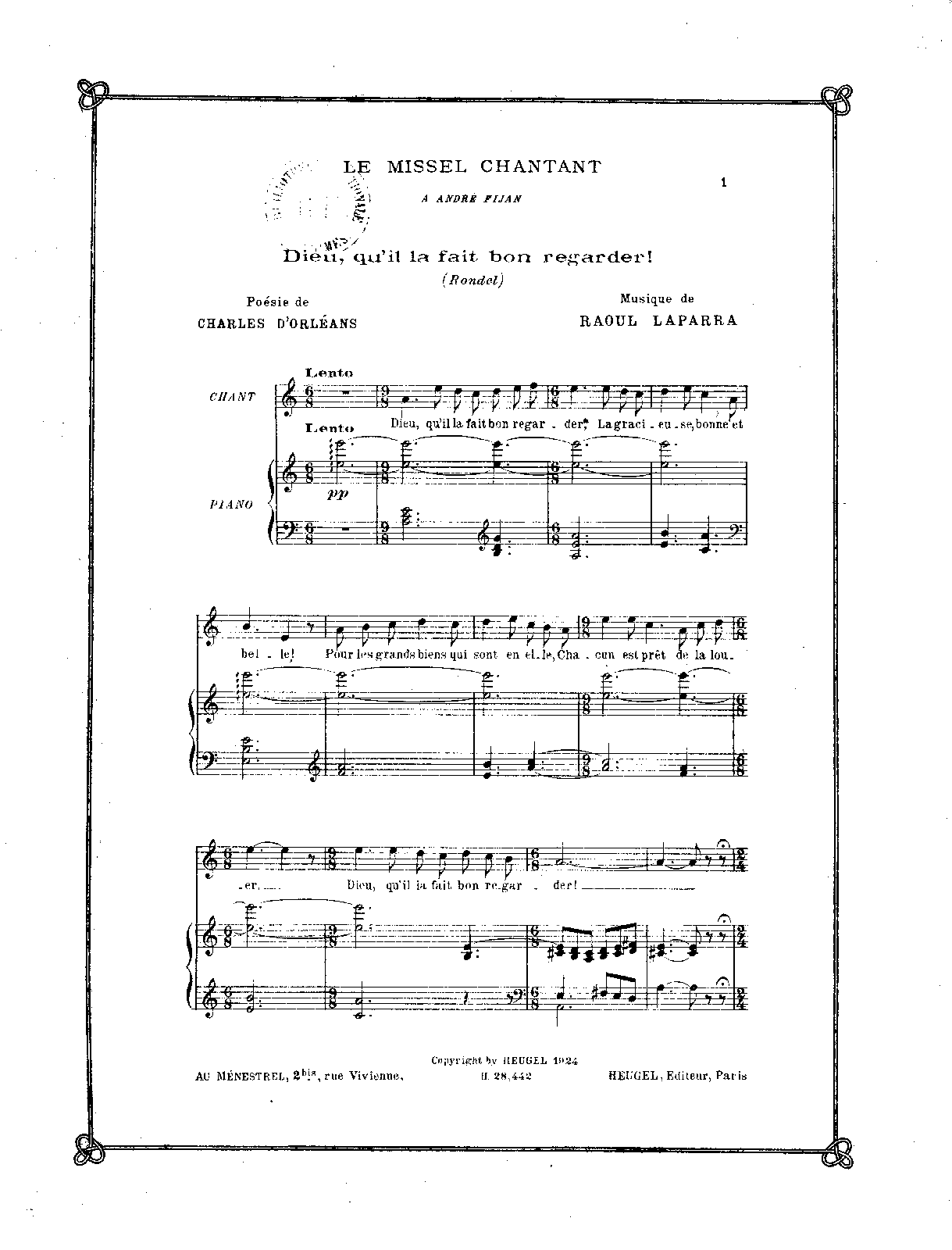 Dieu qu'il la fait bon regarder! (Laparra, Raoul) IMSLP
