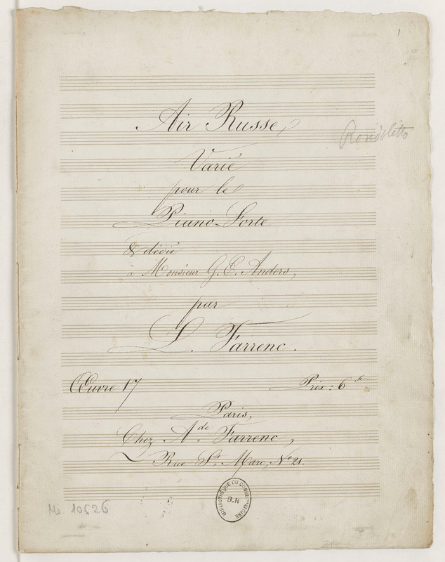 Air Russe varié pour le Piano-Forte