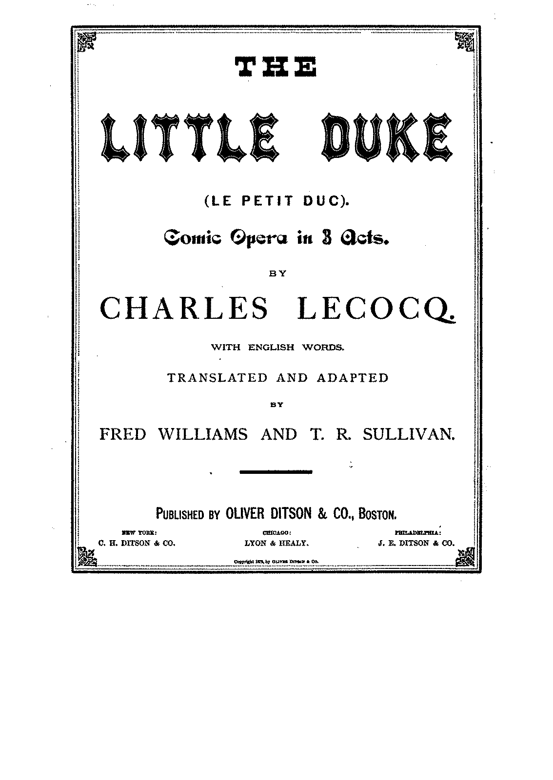 Le Petit Duc (Lecocq, Charles) - IMSLP: Free Sheet Music PDF Download