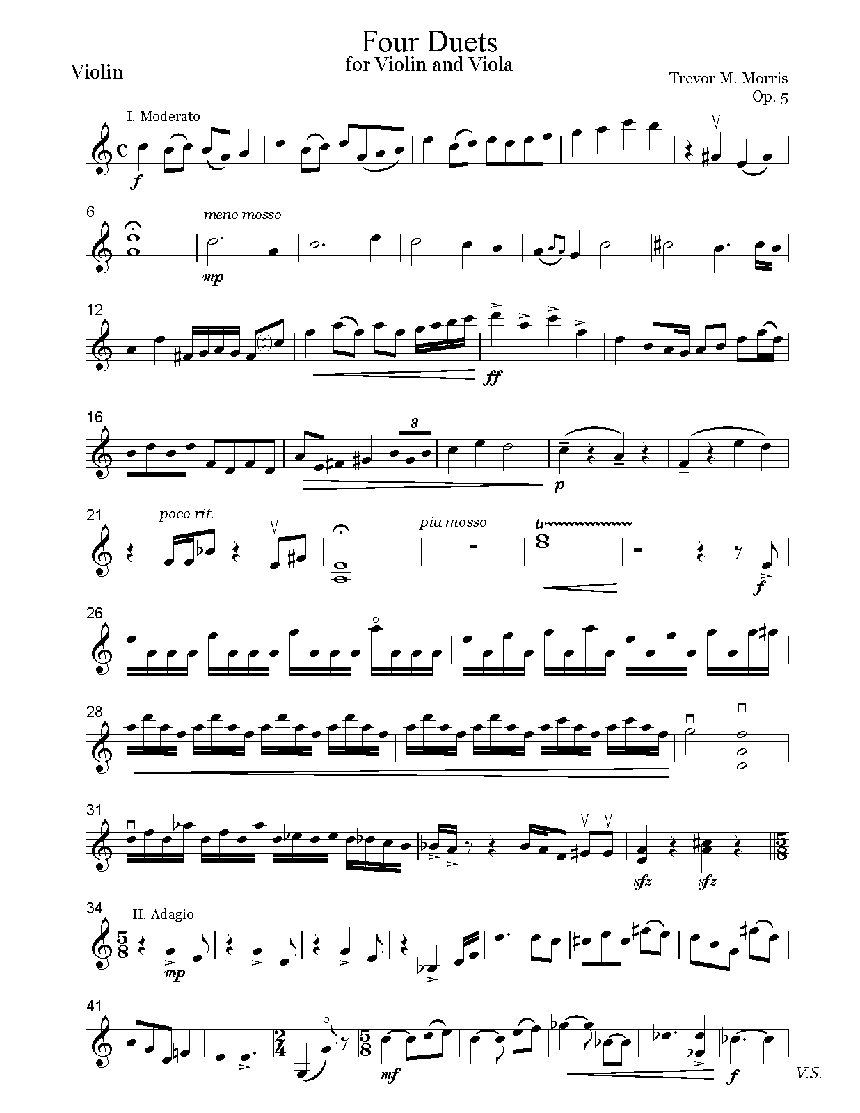 4 Duets for Violin and Viola, Op.5 (Morris, Trevor M.) IMSLP