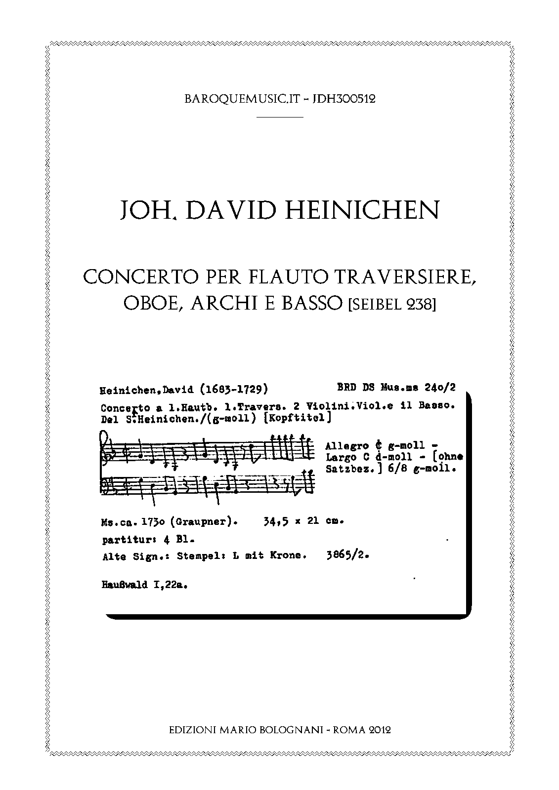 Concerto for Flute and Oboe in G minor, S.238 (Heinichen, Johann David