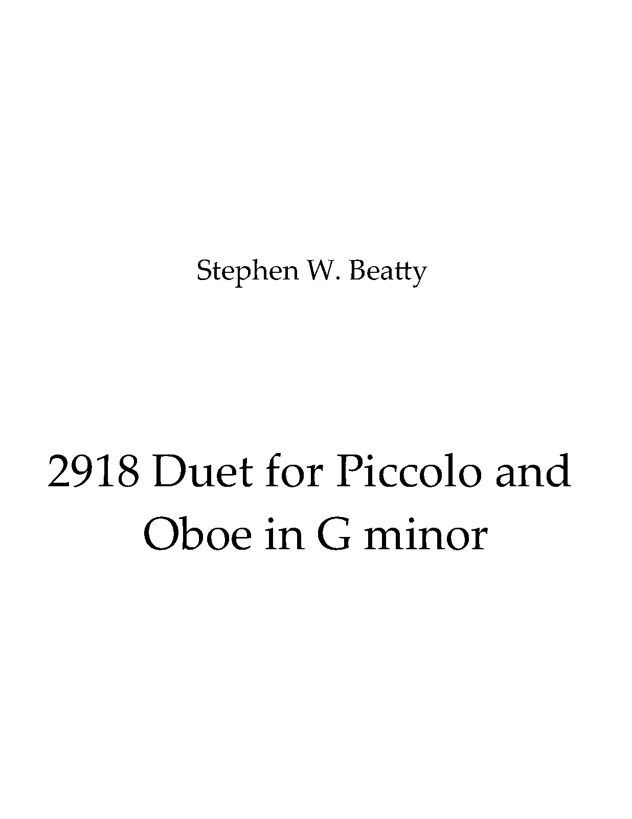 Duet for Piccolo and Oboe in G minor, Op.2918 (Beatty, Stephen W.) IMSLP