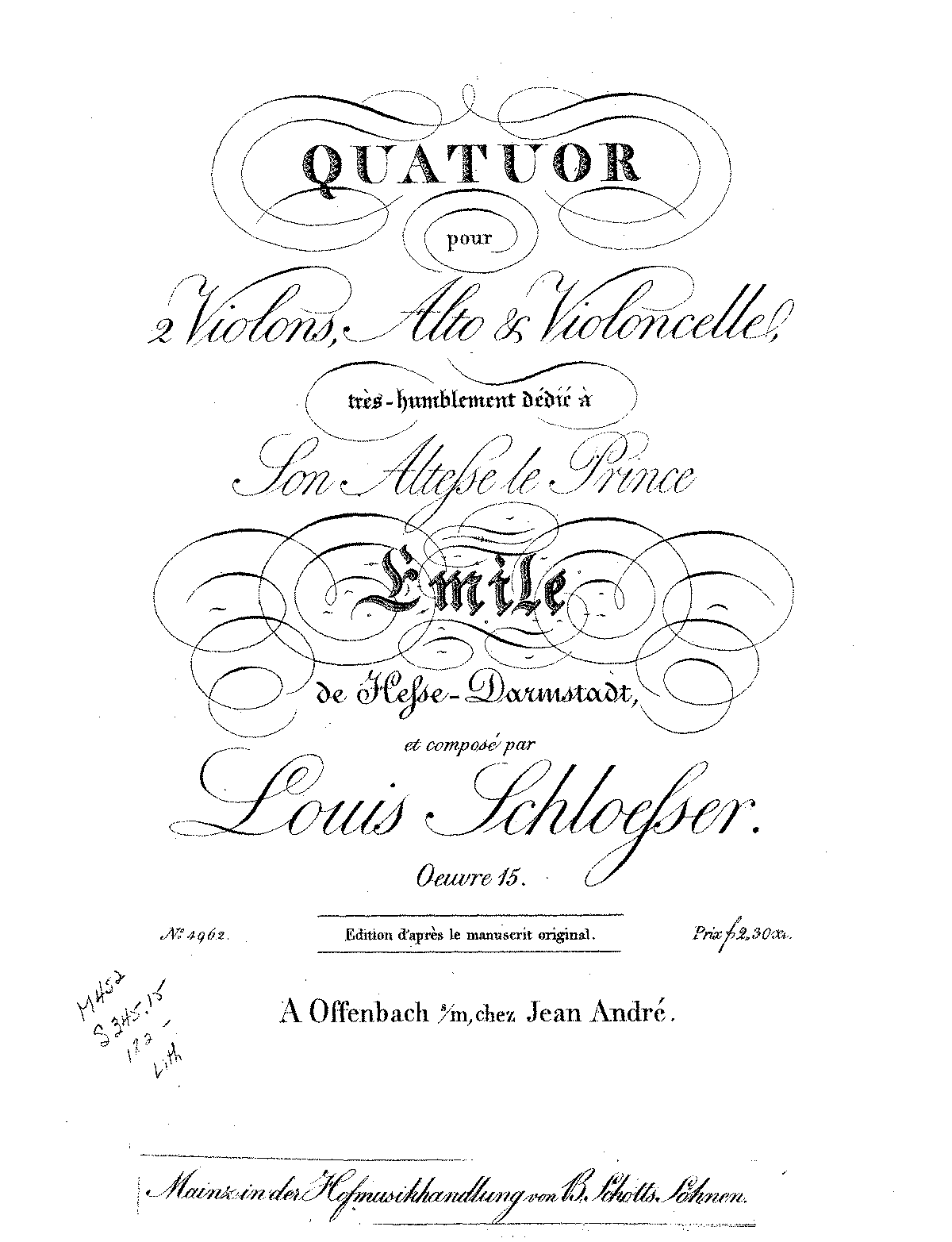 String Quartet, Op.15 (Schlösser, Louis) - IMSLP