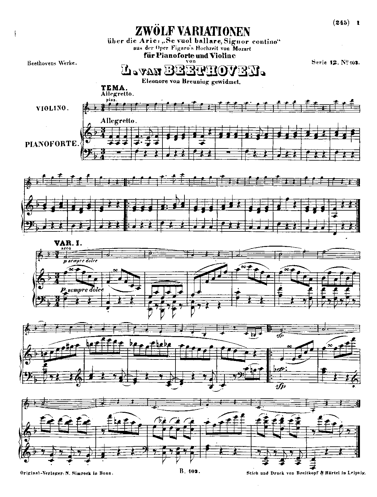 12 Variations on 'Se vuol ballare'