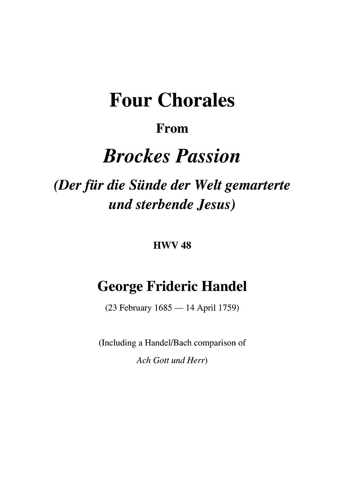 Brockes-Passion, HWV 48 (Handel, George Frideric) - IMSLP