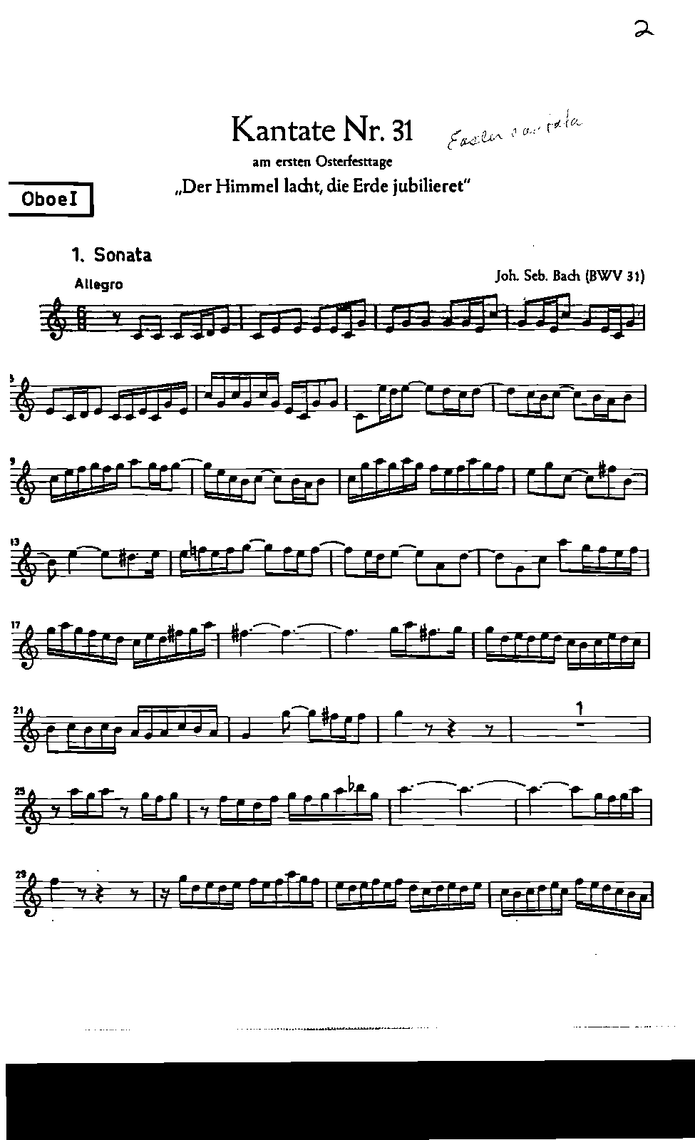 Der Himmel lacht! die Erde jubiliert, BWV 31 (Bach, Johann Sebastian