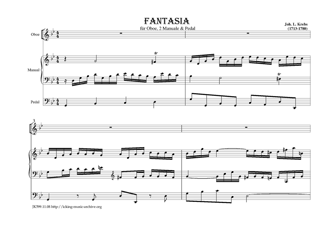 Fantasia for Oboe and Organ in F minor, KrebsWV 604 (Krebs, Johann