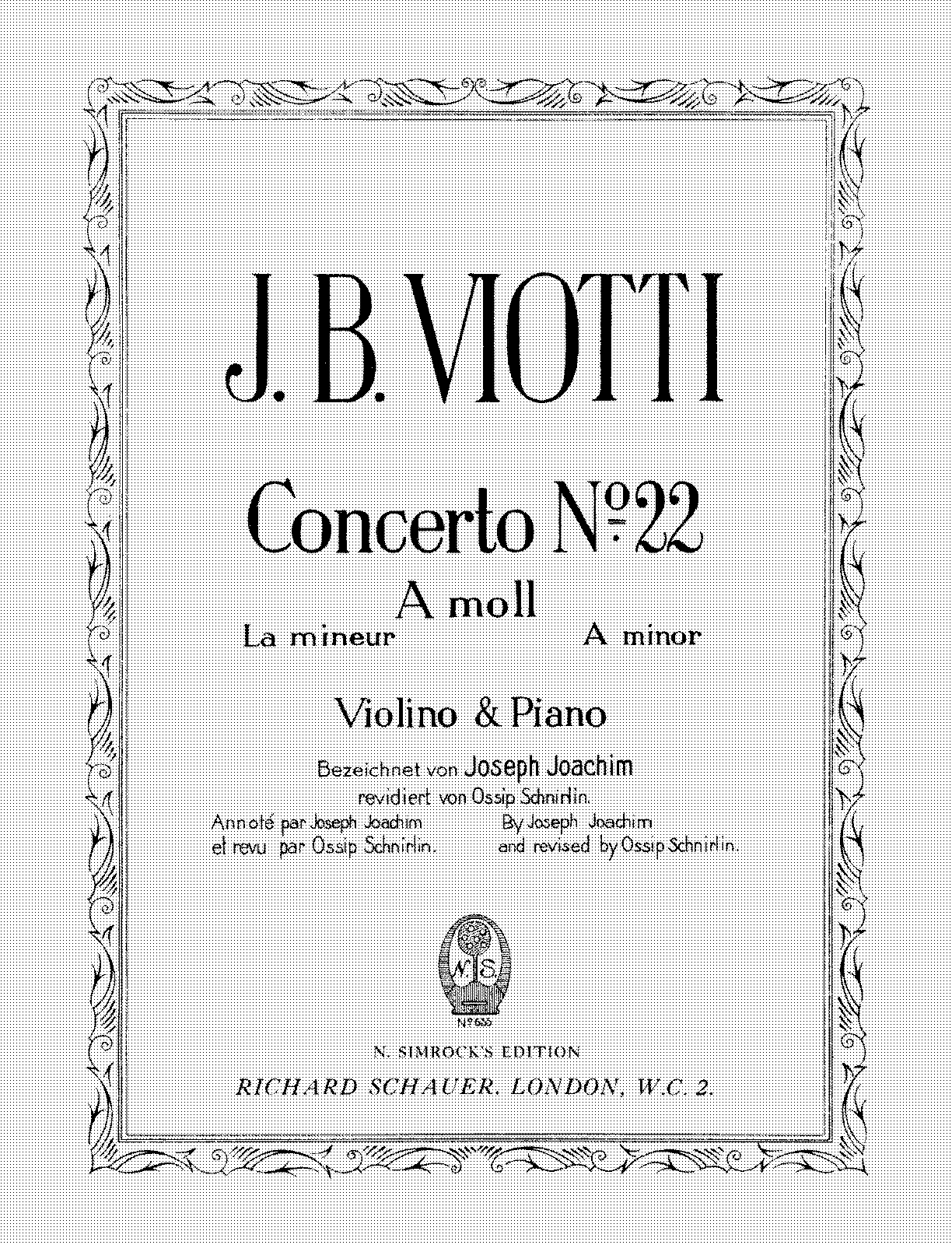 Violin Concerto No.22 In A Minor (Viotti, Giovanni Battista) - IMSLP ...