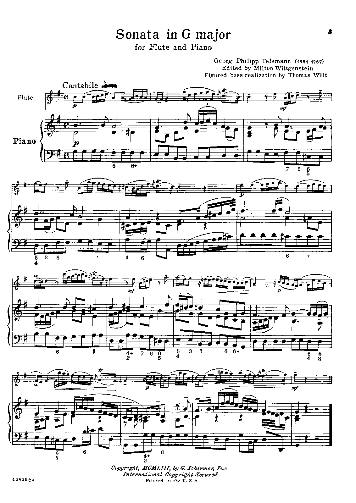 Flute Sonata, TWV 41G9 (Telemann, Philipp) IMSLP Free Sheet