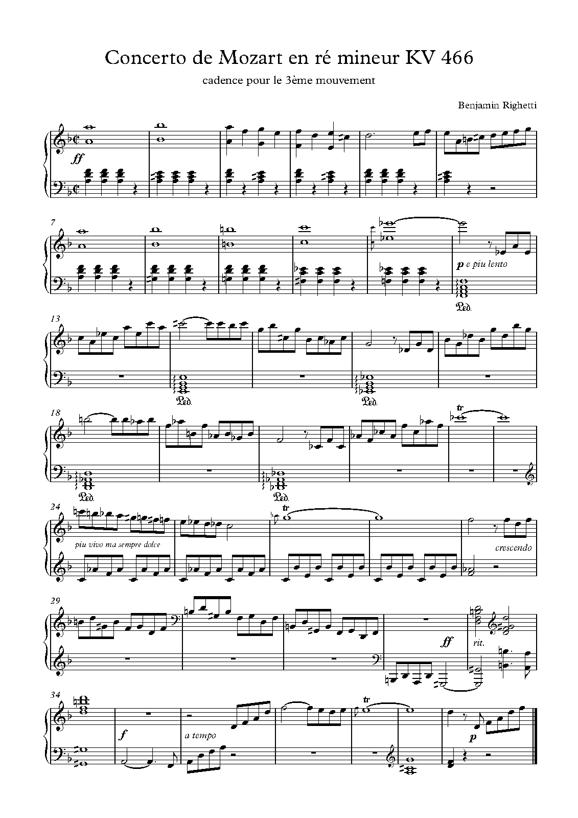 Piano Concerto No.20 in D minor, K.466 (Mozart, Wolfgang Amadeus
