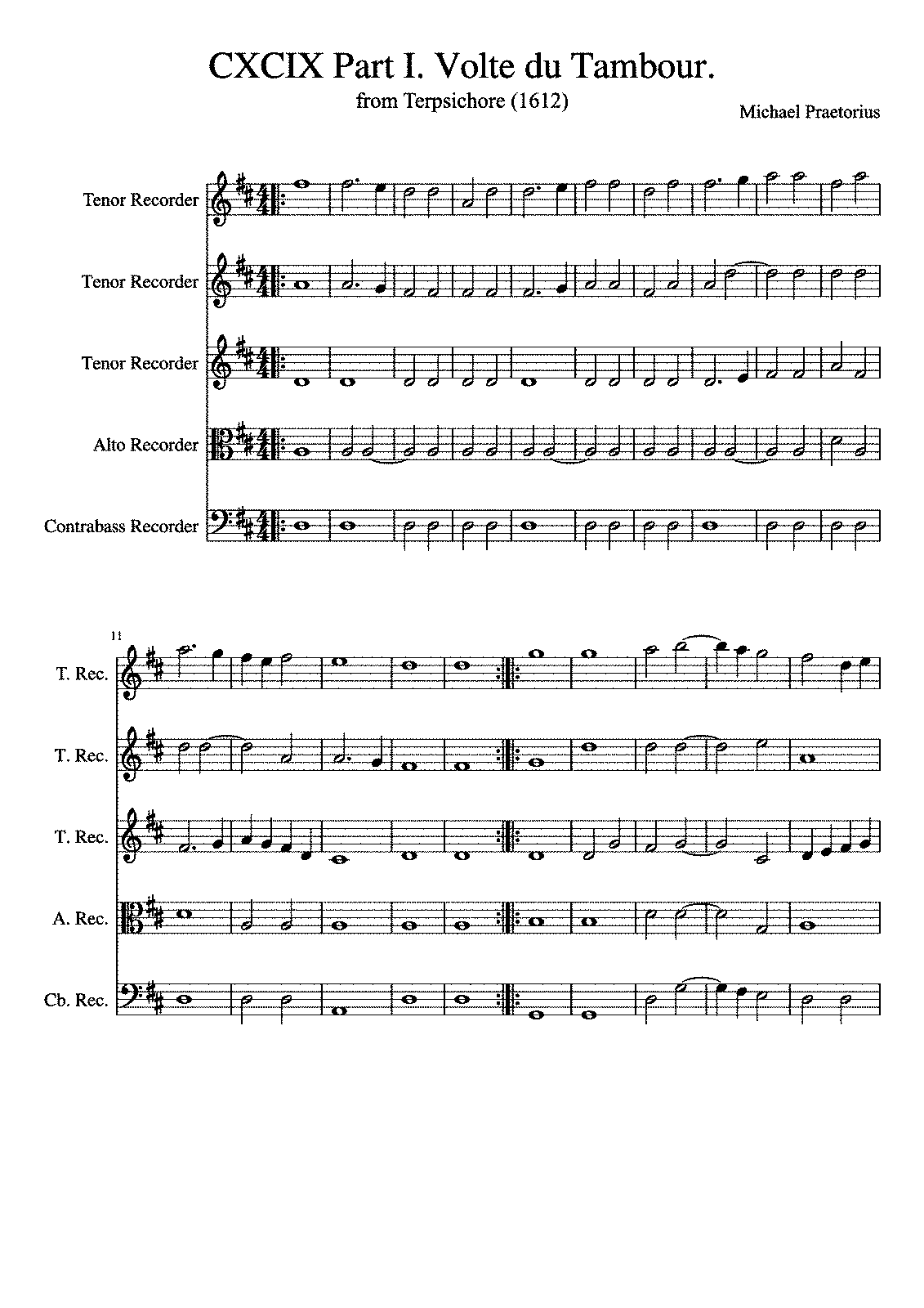 Volte du Tambour, TMA 199 (Praetorius, Michael) - IMSLP: Free Sheet Music PDF Download