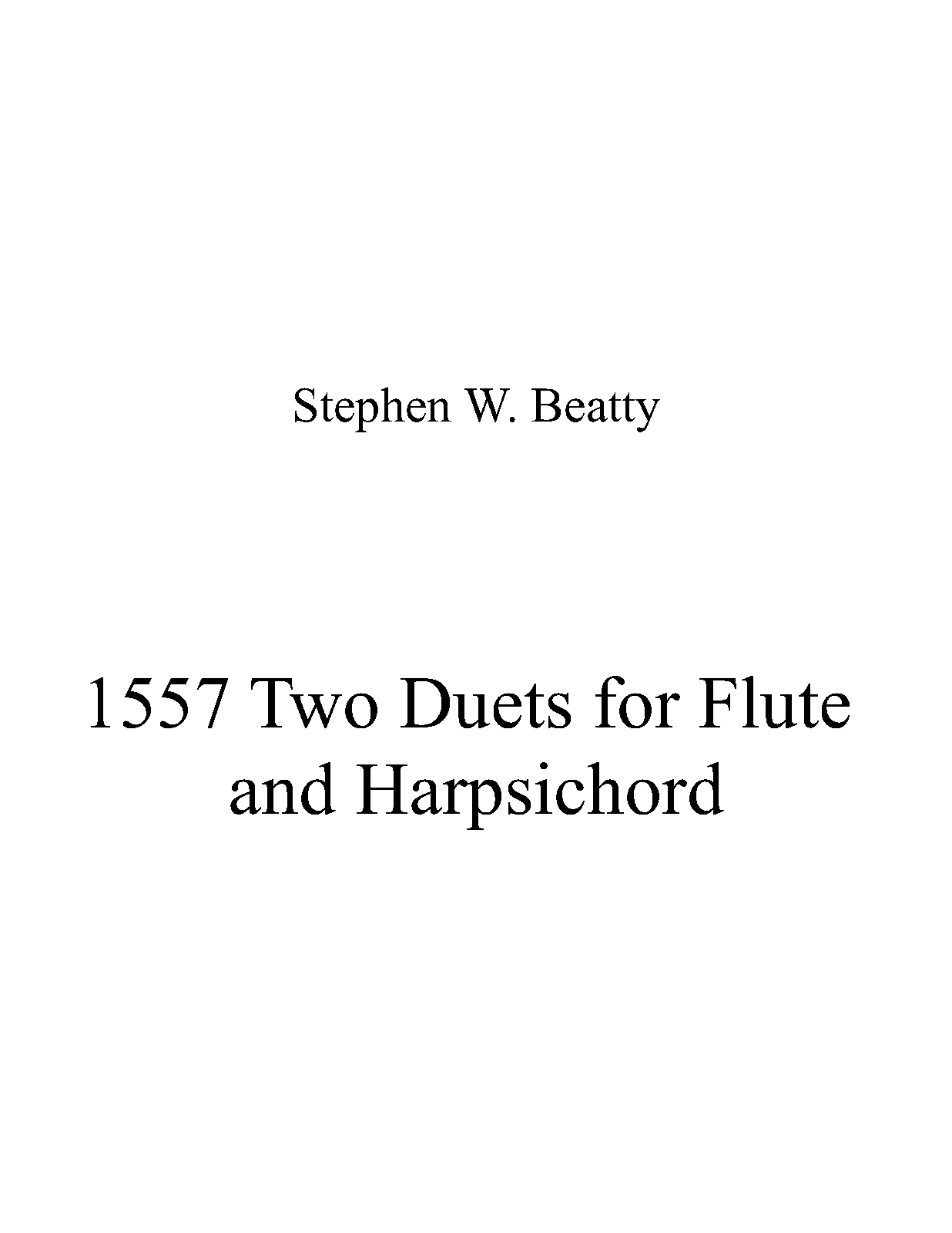 Two Duets for Flute and Harpsichord