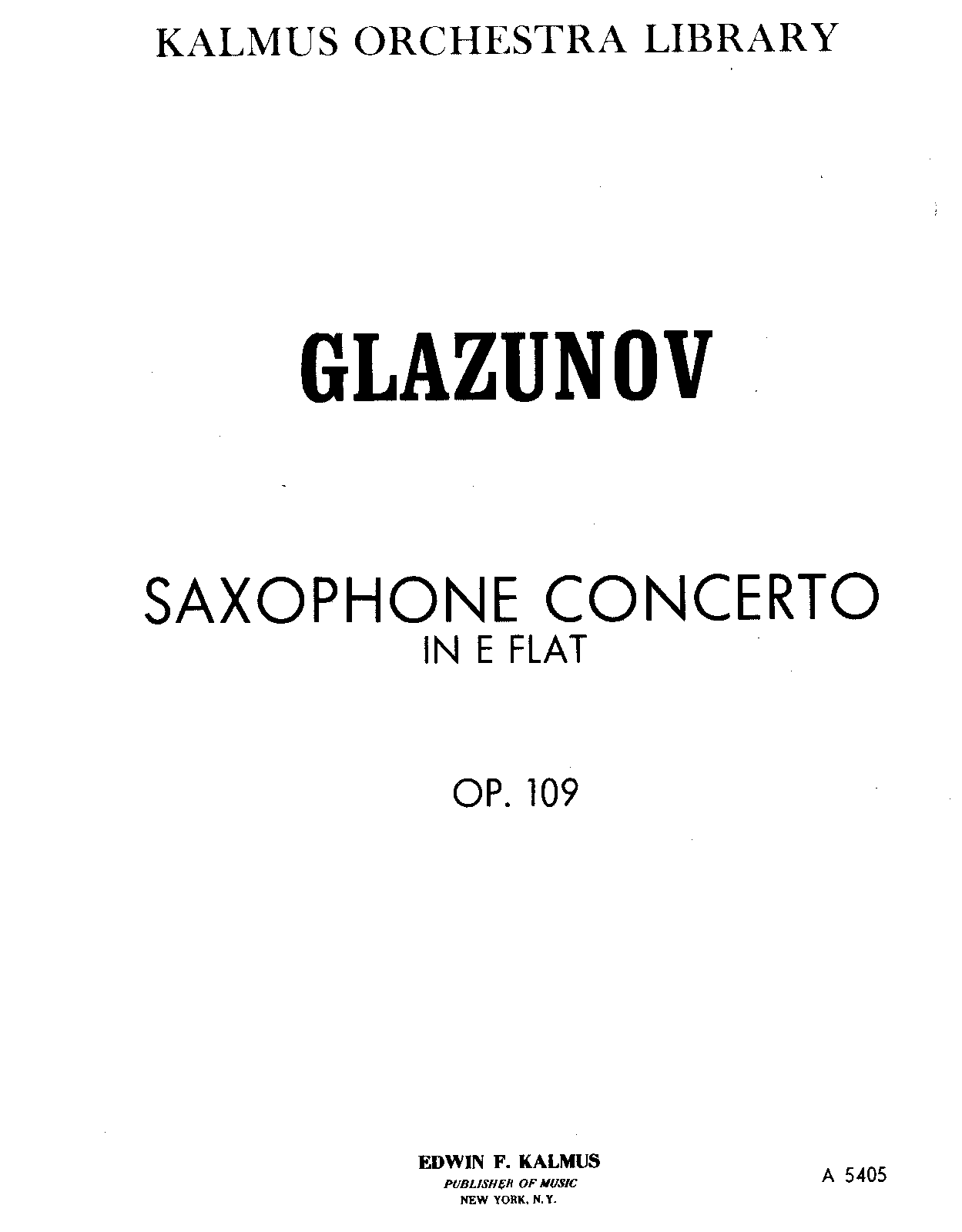 Saxophone Concerto, Op.109 (Glazunov, Aleksandr) IMSLP Free Sheet