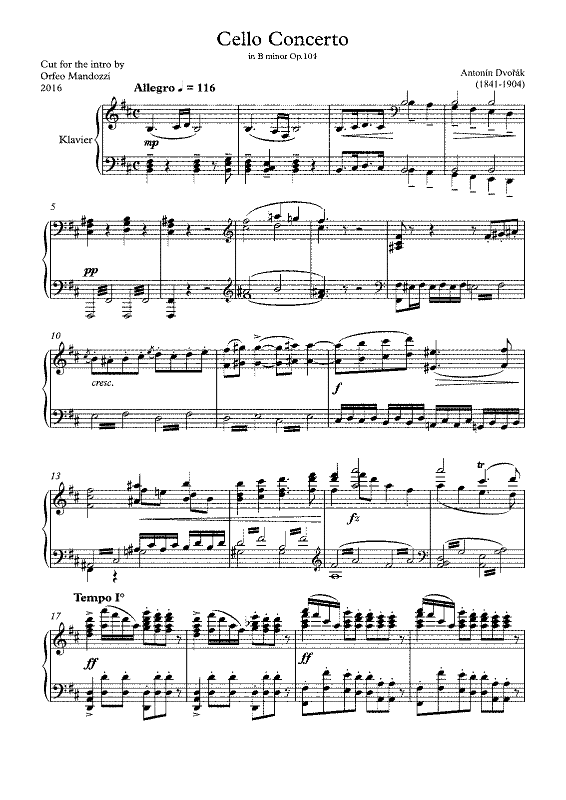 Cello Concerto, Op.104 (Dvořák, Antonín) - IMSLP: Free Sheet Music PDF ...