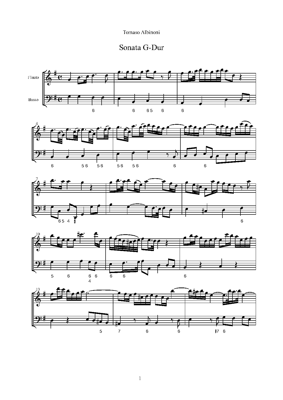 Recorder Sonata in G major (Albinoni, Tomaso) IMSLP