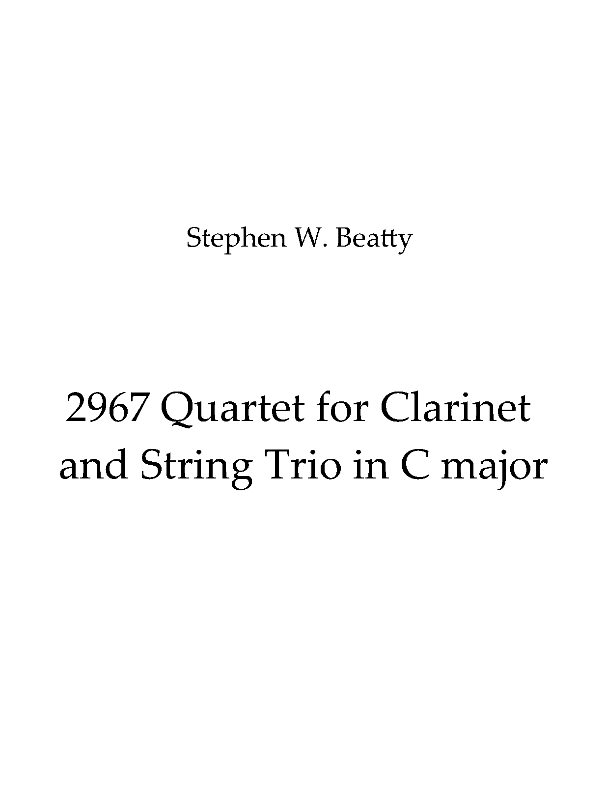 Quartet for and String Trio in C major, Op.2967 (Beatty