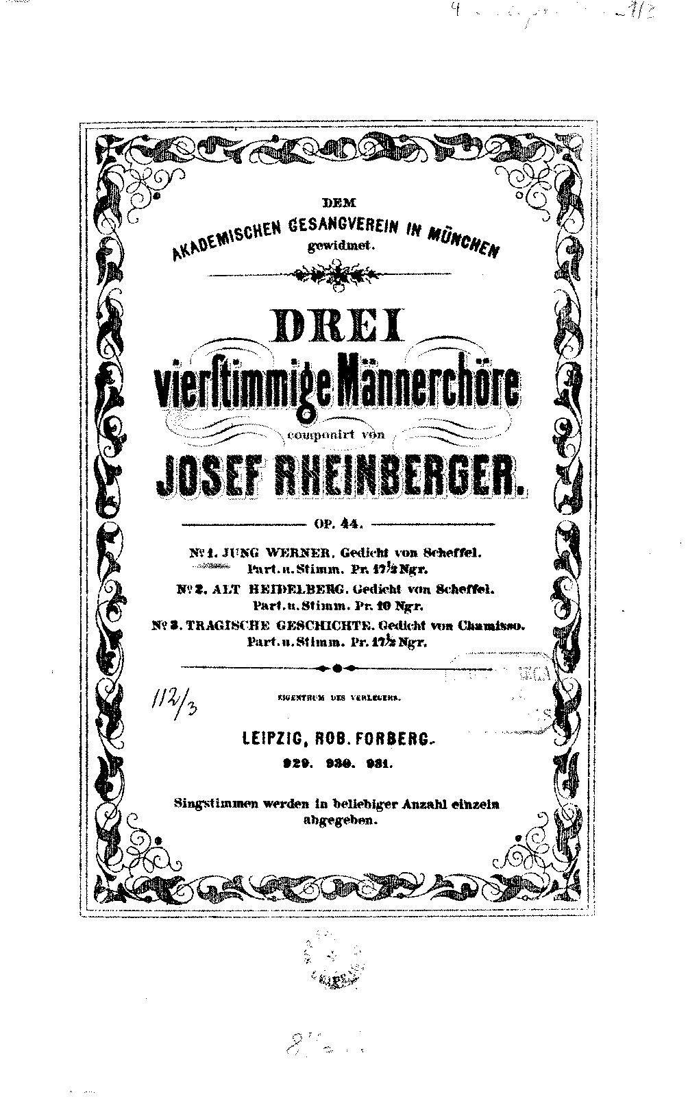 3 Vierstimmige Männerchöre, Op.44 (Rheinberger, Josef Gabriel) - IMSLP