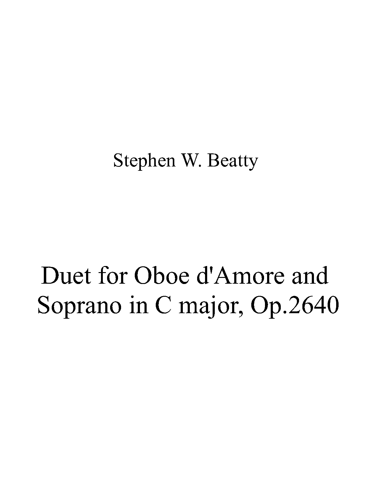 Duet for Oboe d'amore and Soprano in C major, Op.2640 (Beatty, Stephen