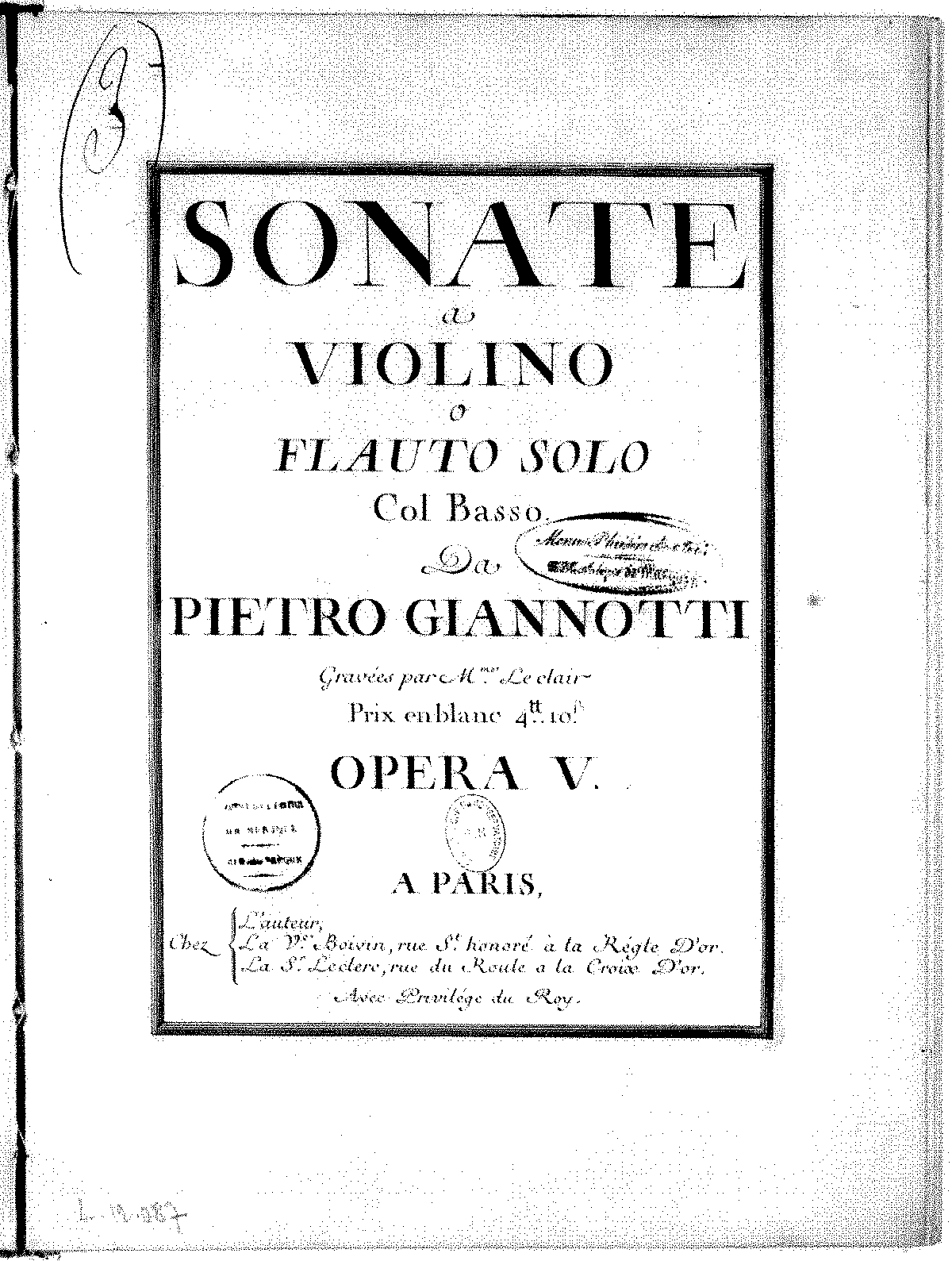 6 Violin Sonatas Op5 Gianotti Pietro Imslp 