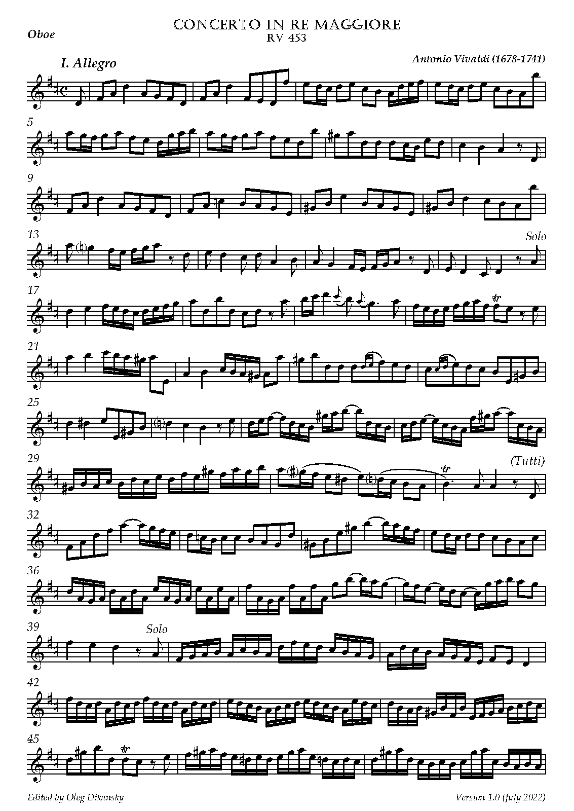 Oboe Concerto in D major, RV 453 (Vivaldi, Antonio) IMSLP