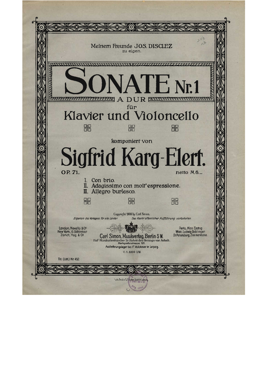 File:PMLP137278-Karg-Elert - Sonata No1 in A Major for Cello and Piano Op71 color cover.pdf