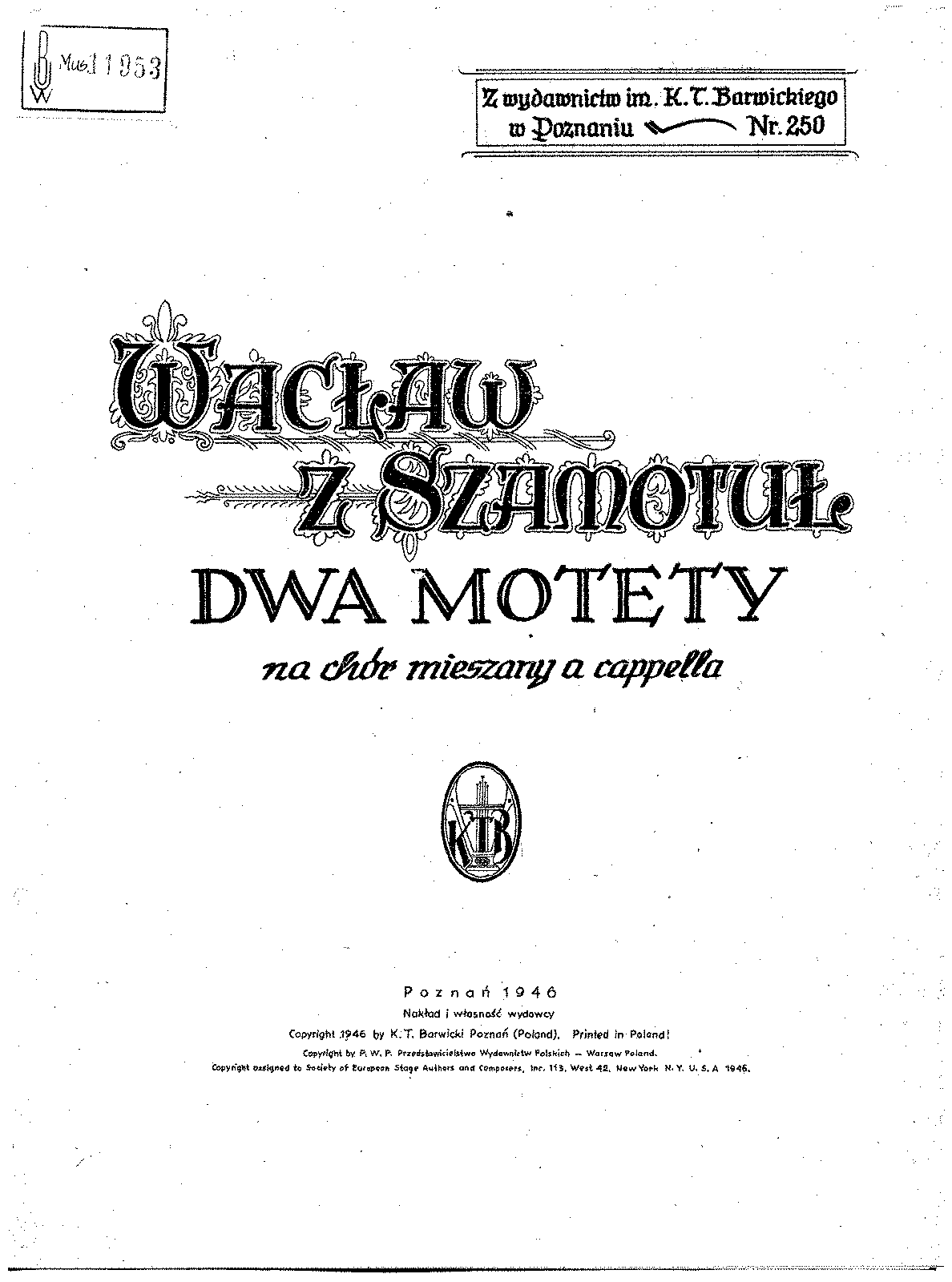 Dwa motety (Szamotuły, Wacław of) - IMSLP