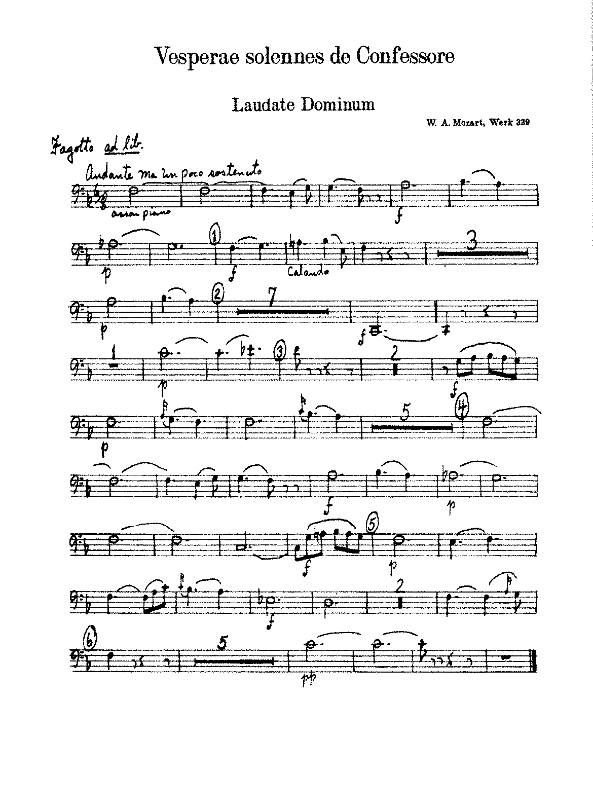 Vesperae Solennes De Confessore, K.339 (mozart, Wolfgang Amadeus 