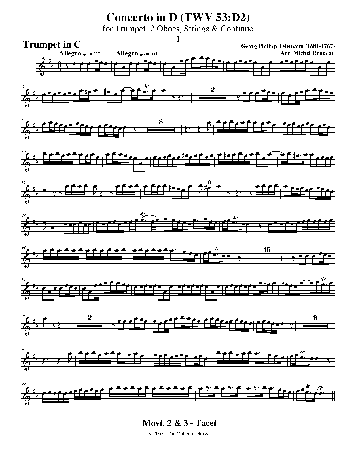 Concerto for 2 Oboes and Trumpet, TWV 53D2 (Telemann, Philipp