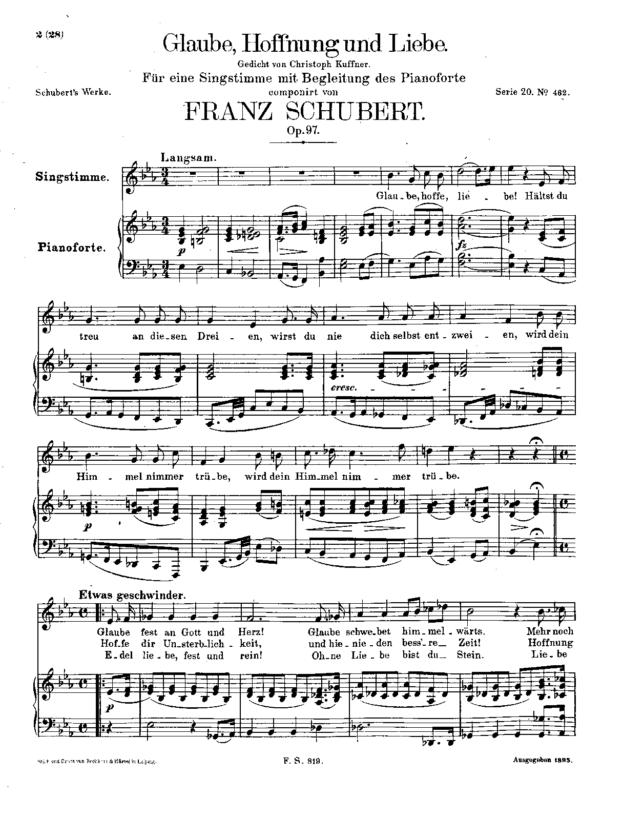 Glaube, Hoffnung und Liebe, D.955