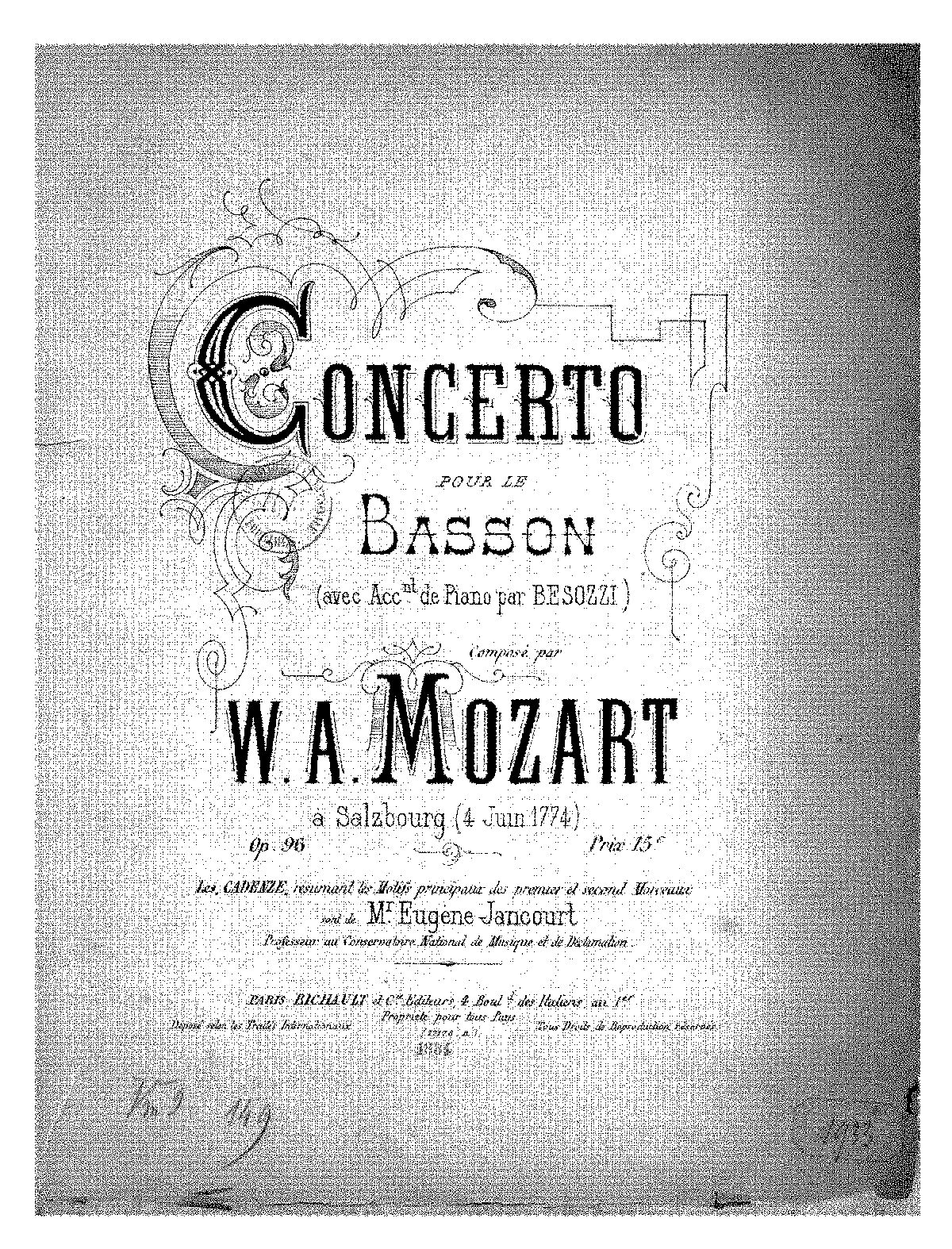 Bassoon Concerto In B-flat Major, K.191/186e (Mozart, Wolfgang Amadeus ...