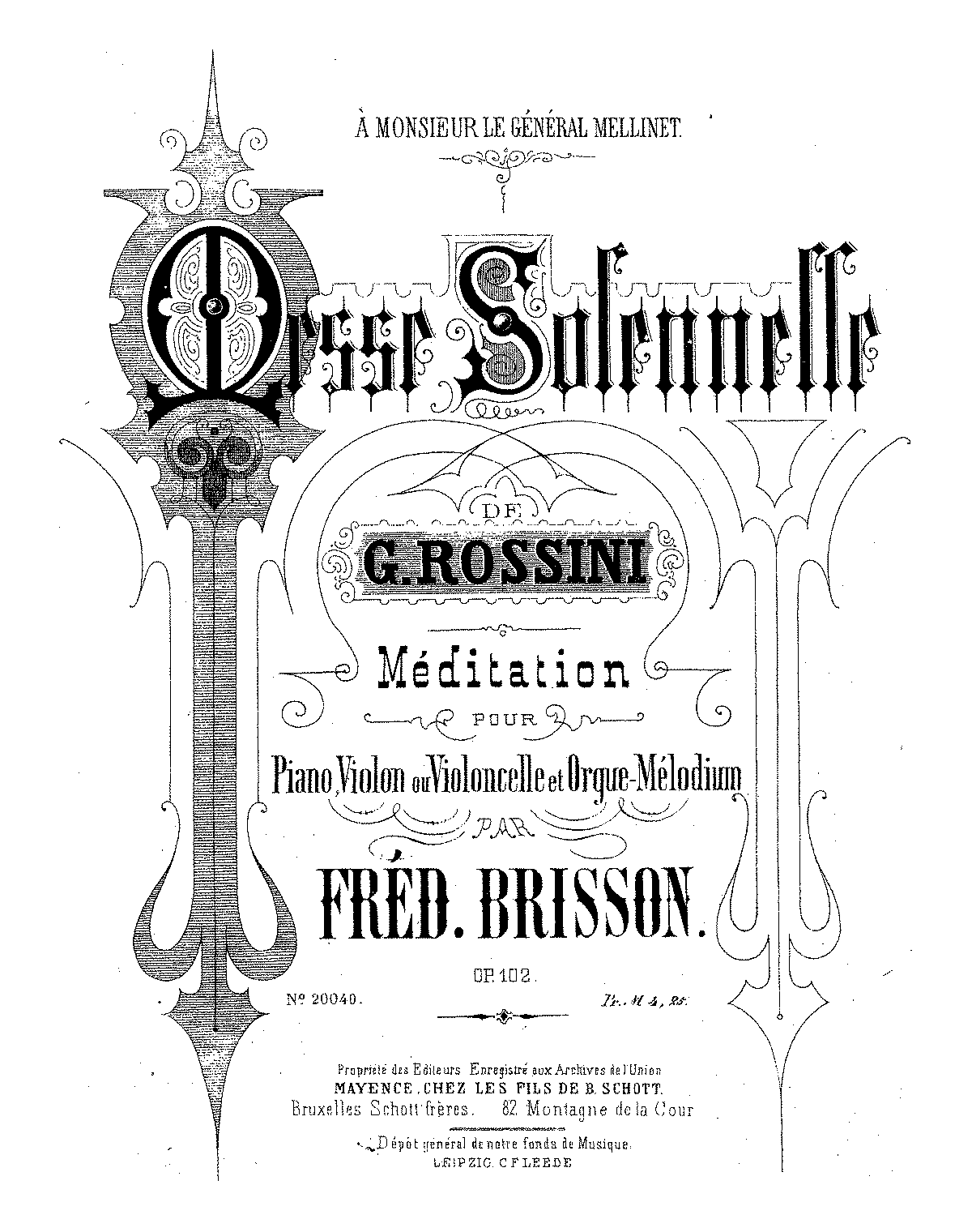 Méditation Sur La 'Messe Solennelle' De Rossini, Op.102 (Brisson ...