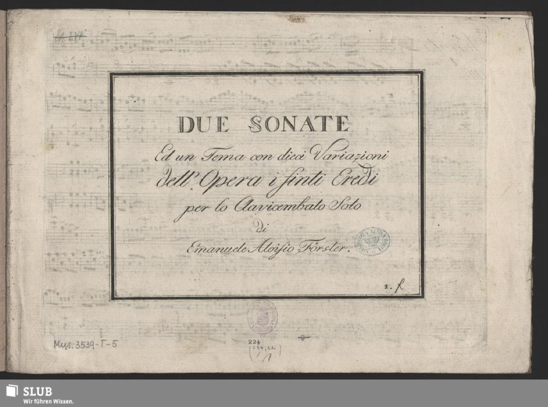 2 Keyboard Sonatas and Variations on an Arietta from 'I finti eredi'