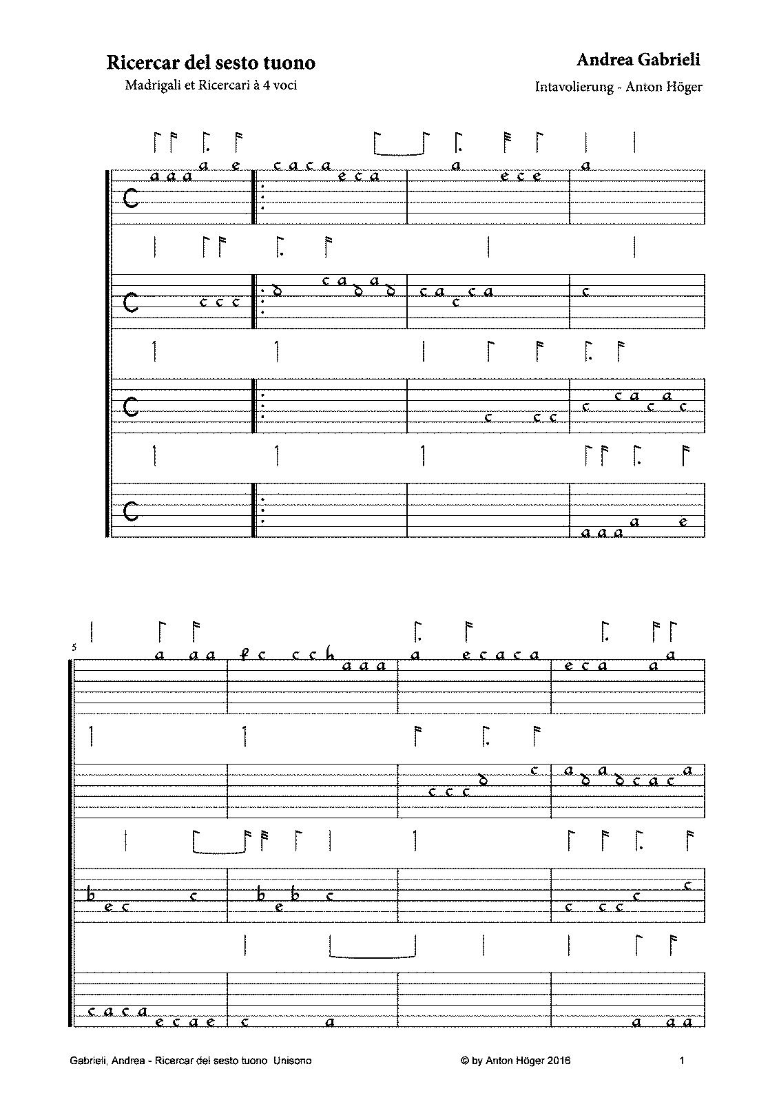 Ricercar del sesto tuono (Gabrieli, Andrea) - IMSLP