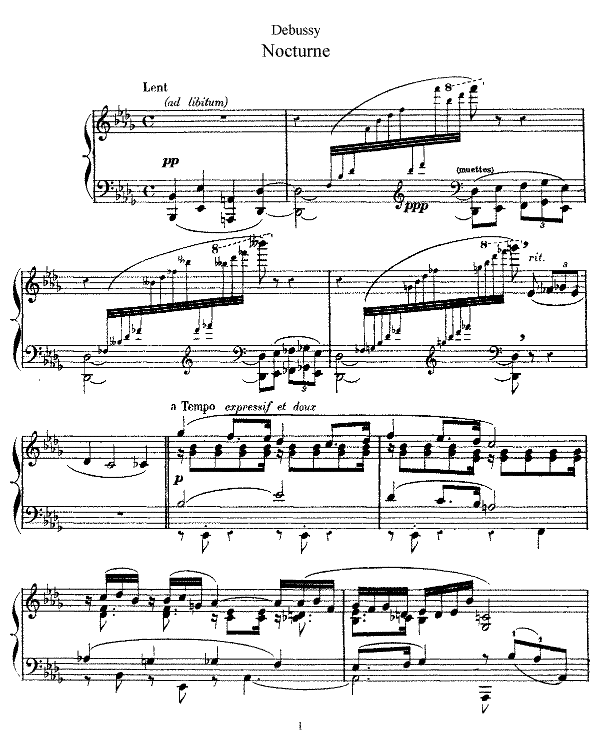 Музыка мелодия слез. Дебюсси Ноты для фортепиано. Дебюсси Ноктюрн 1892. К. Дебюсси "ноктюрны".