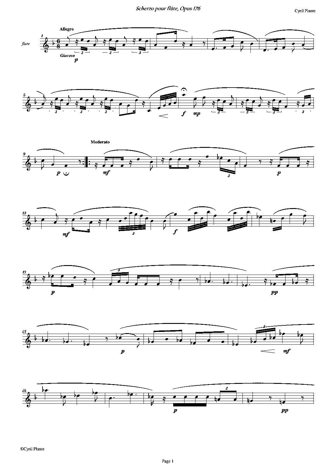 Scherzo for Flute Solo, Op.176 (Plante, Cyril) IMSLP