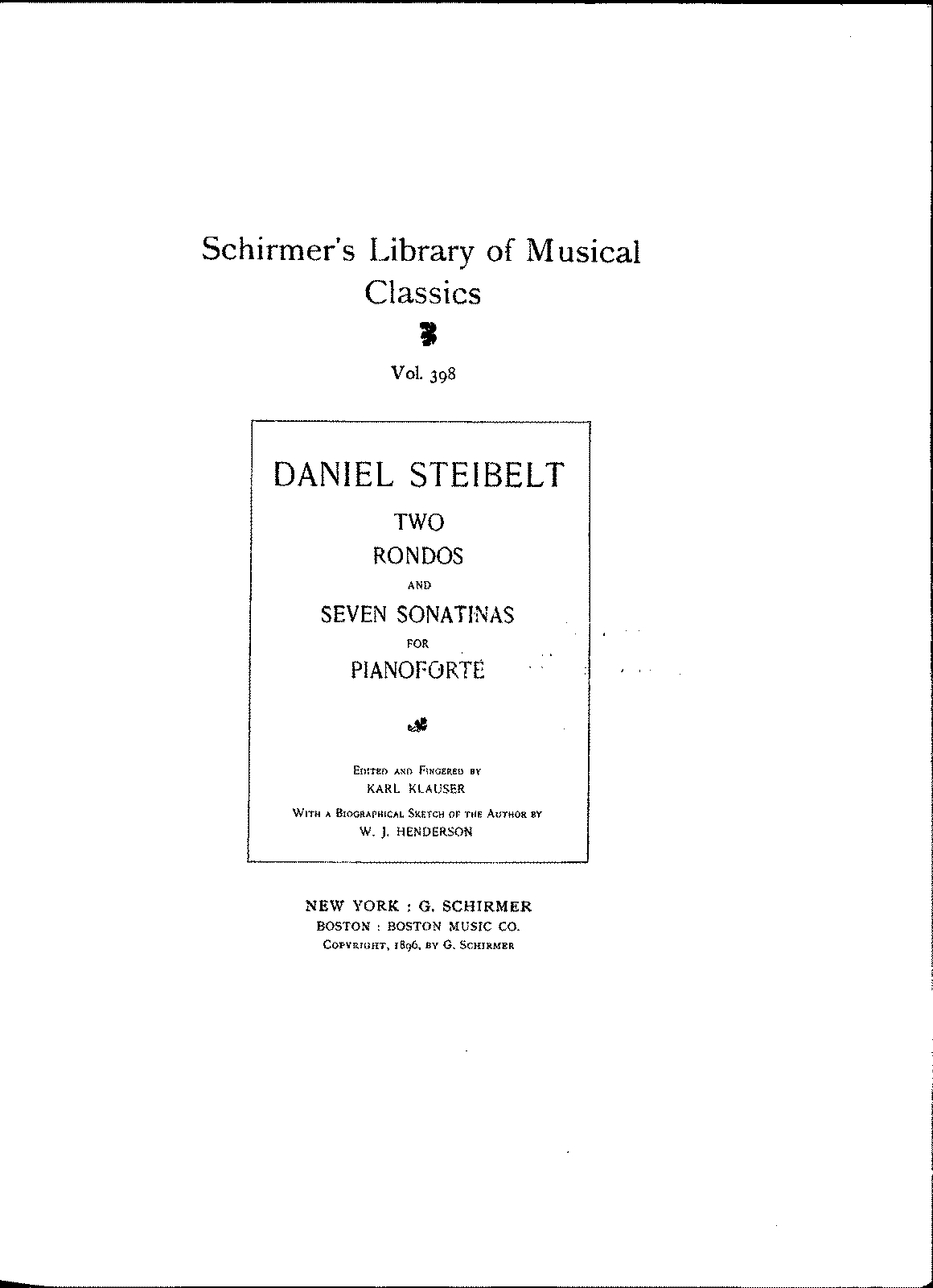 Rondos and Sonatinas for Pianoforte (Steibelt, Daniel) - IMSLP