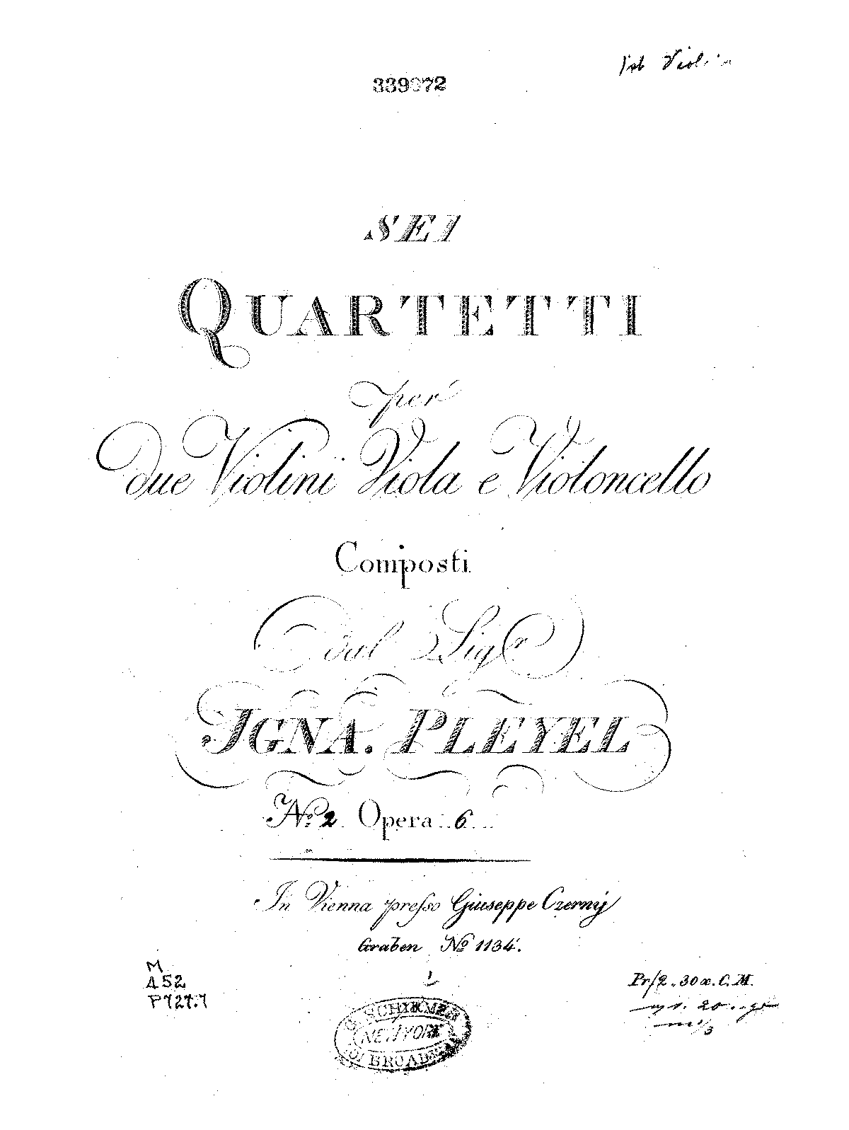 6 String Quartets, B.319-324 (Pleyel, Ignaz) - IMSLP: Free Sheet Music ...