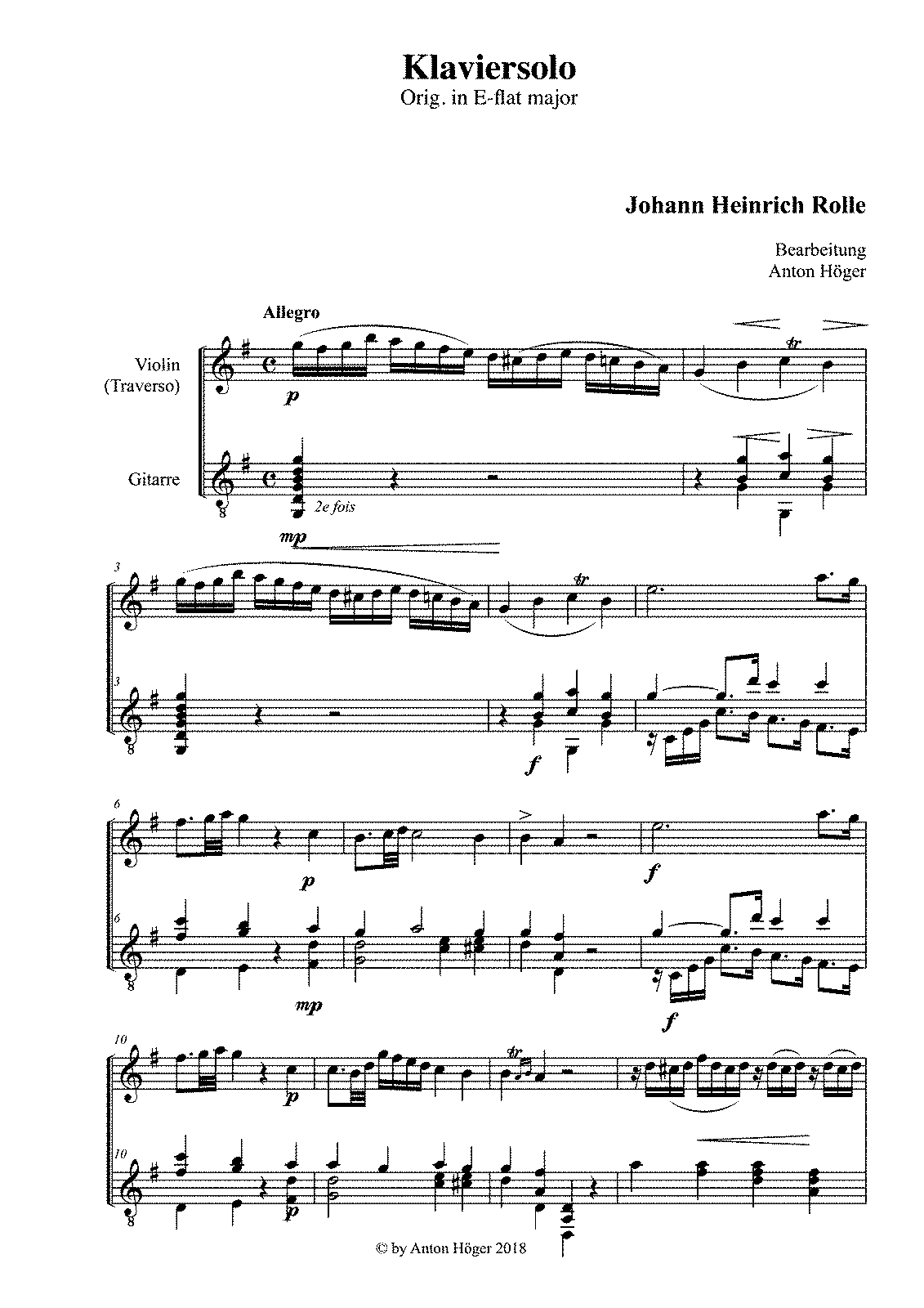 Keyboard Solo in E-flat major (Rolle, Johann Heinrich) - IMSLP