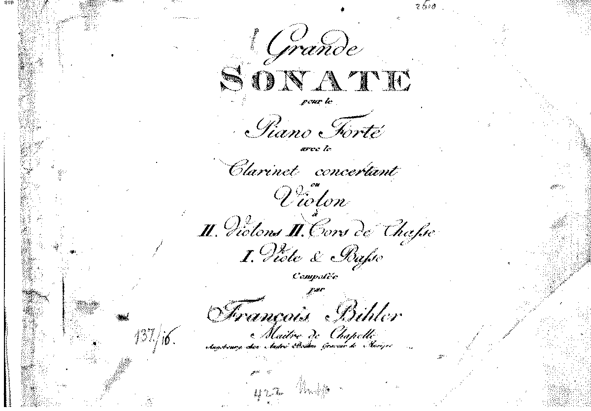 Grande Sonate in E-flat major for Piano, Clarinet, Horns and Strings ...