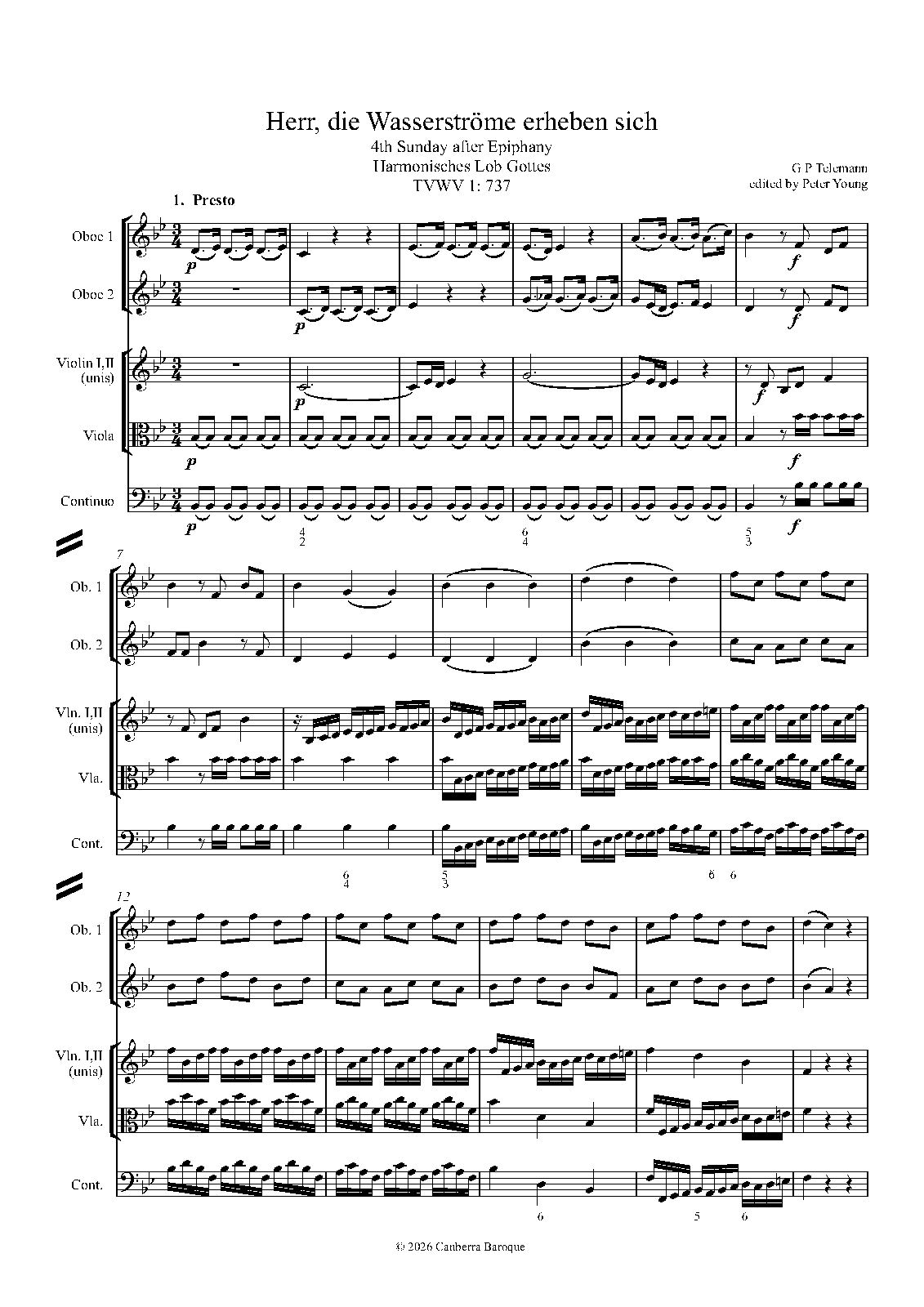 Herr, die Wasserströme erheben sich, TWV 1:737