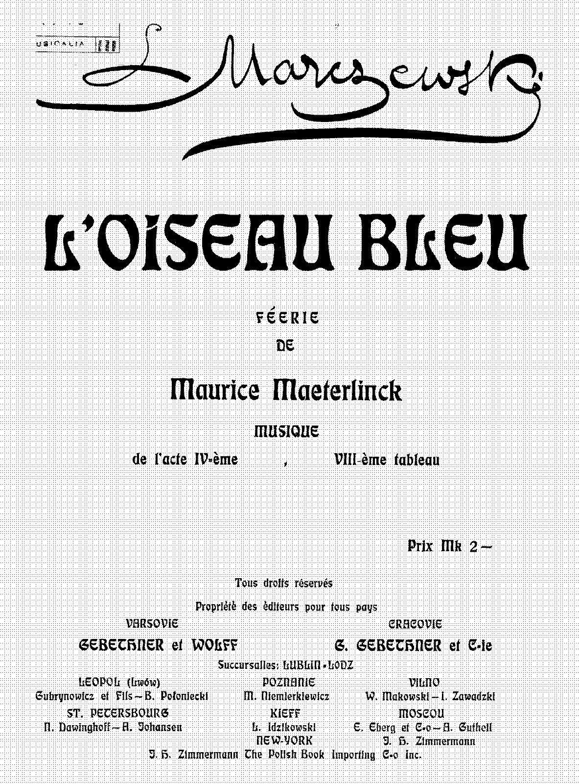 L'oiseau bleu (Marczewski, Lucjan) - IMSLP