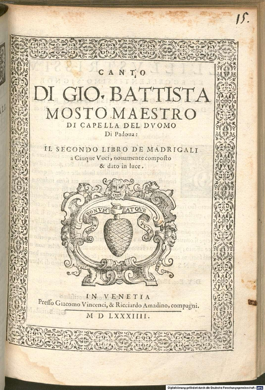 Madrigali a 5 voci, Libro 2 (Mosto, Giovanni Battista) IMSLP
