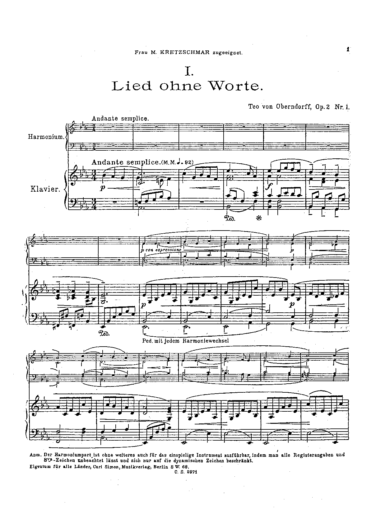 Easy Duets for Harmonium and Piano (KargElert, Sigfrid) IMSLP