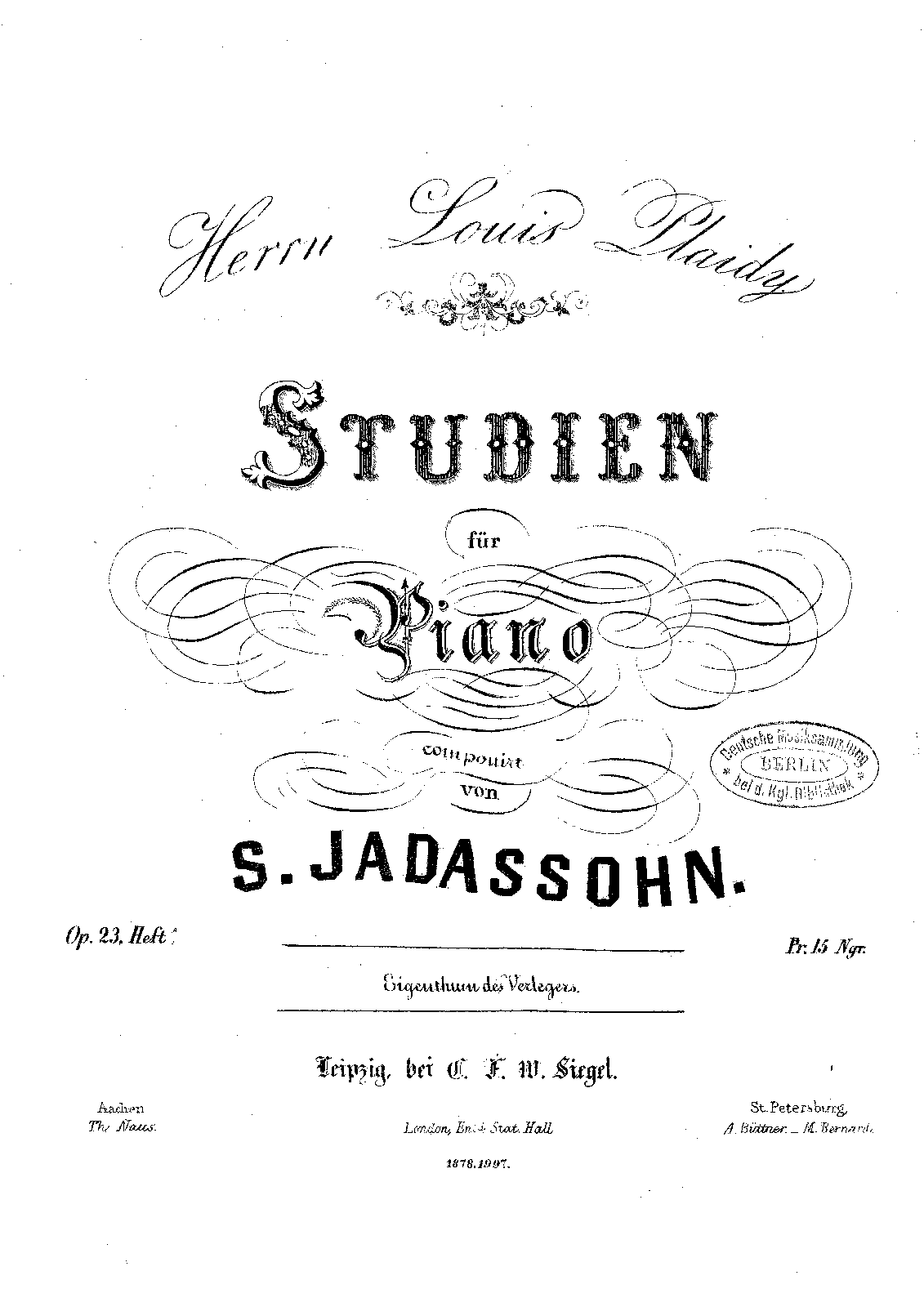 Studien, Op.23 (Jadassohn, Salomon) IMSLP