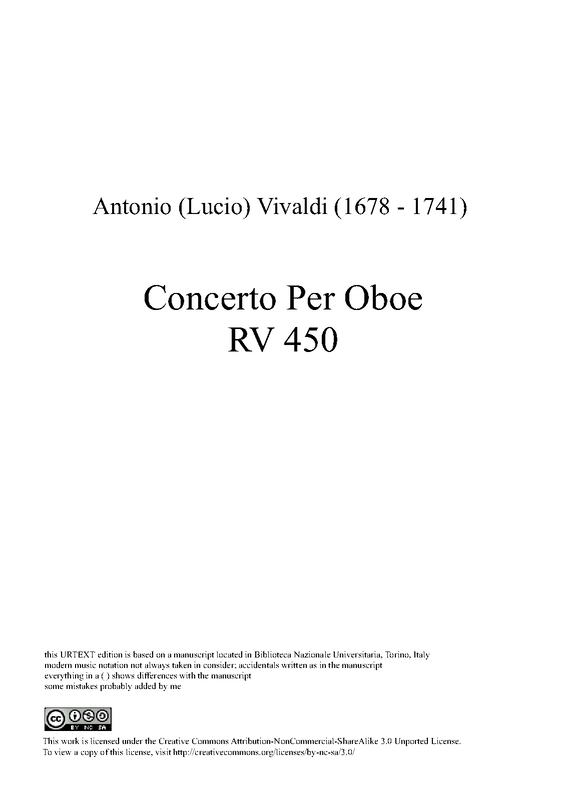 Oboe Concerto in C major, RV 450 (Vivaldi, Antonio) IMSLP