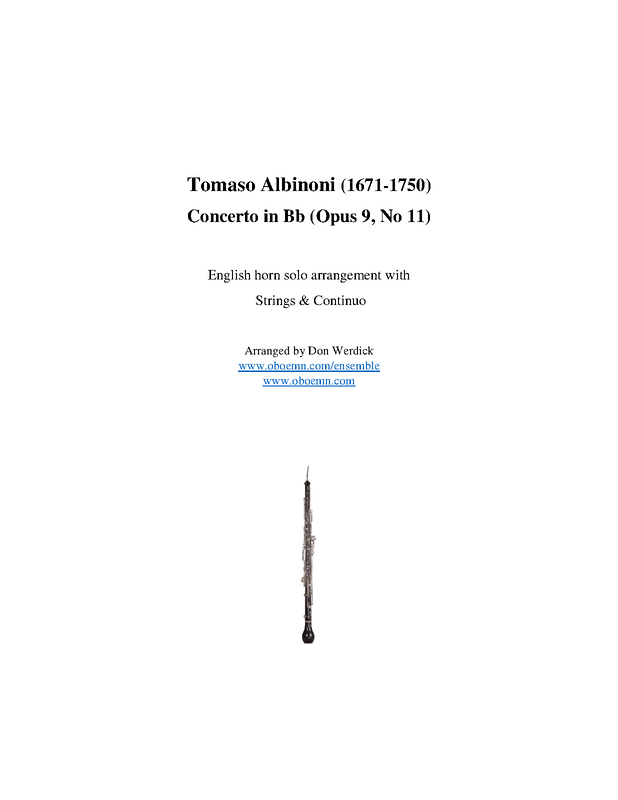 Oboe Concerto in Bflat major, Op.9 No.11 (Albinoni, Tomaso) IMSLP
