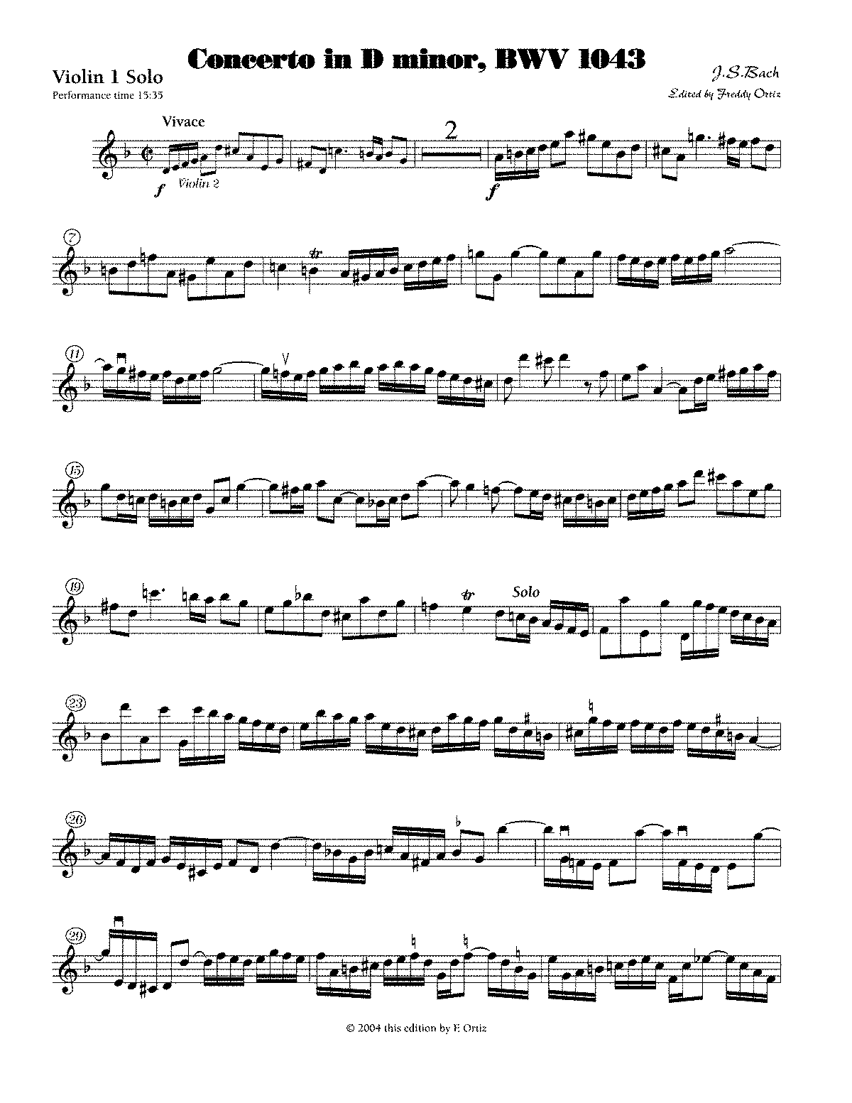 Concerto for 2 Violins in D minor, BWV 1043 (Bach, Johann Sebastian