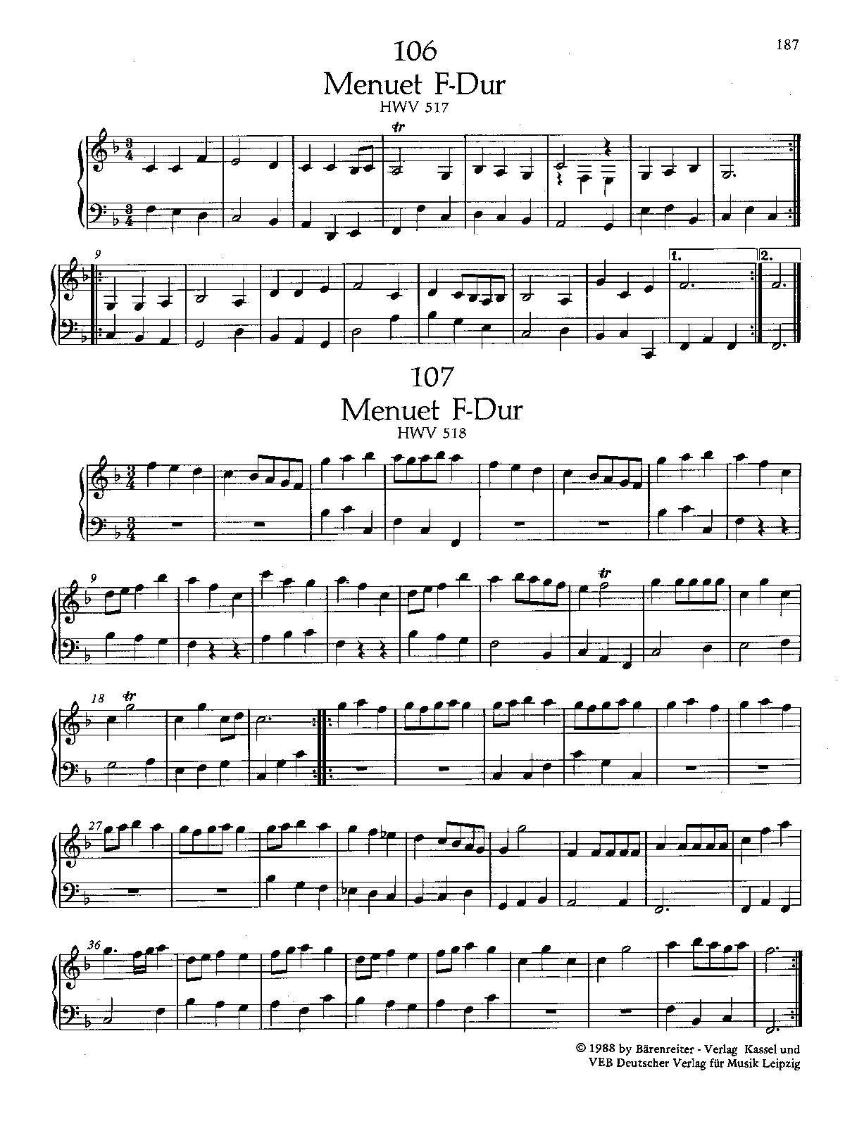 Minuet in F major, HWV 518