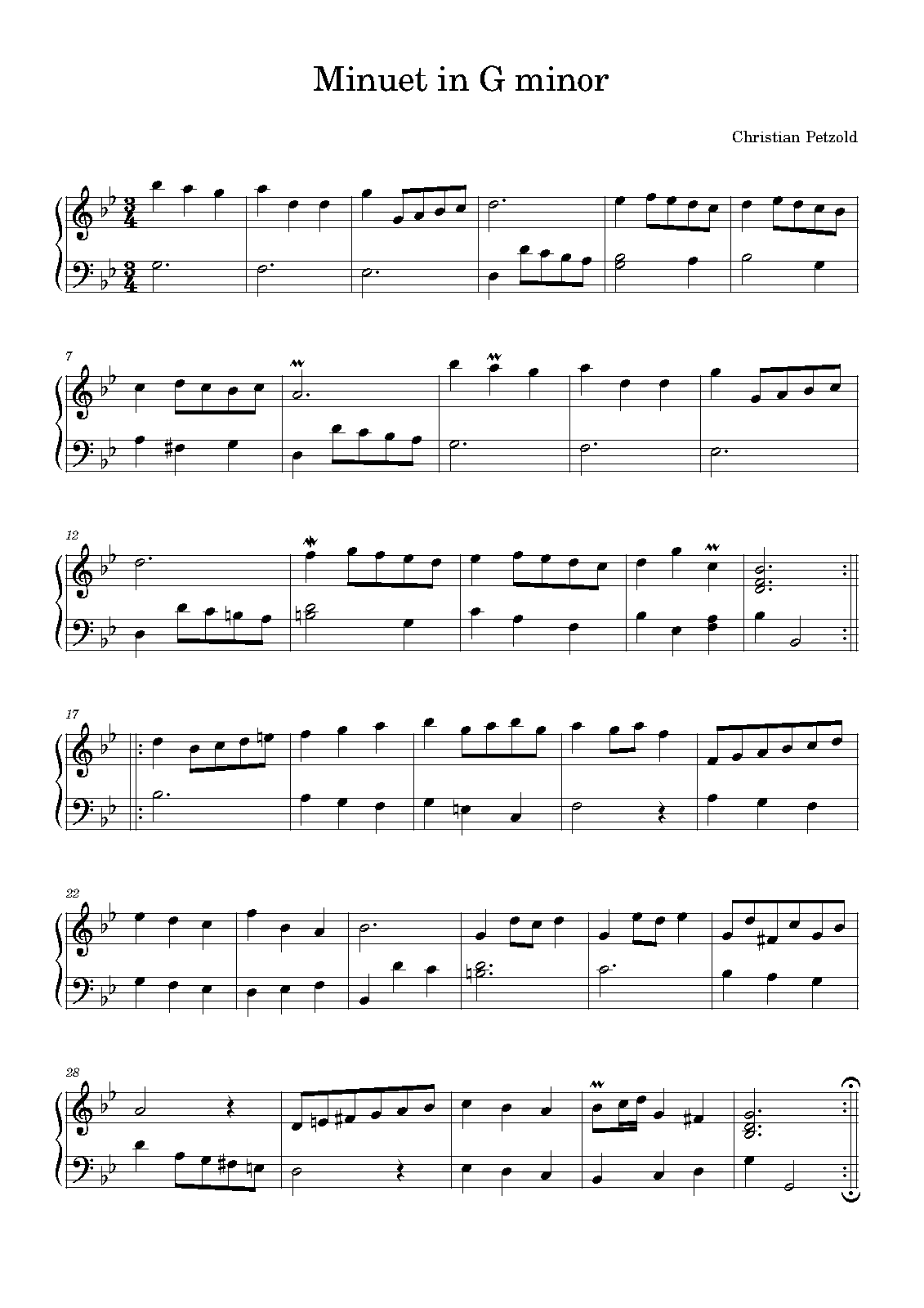 Minuet in G minor, BWV Anh.115 (Pezold, Christian) - IMSLP