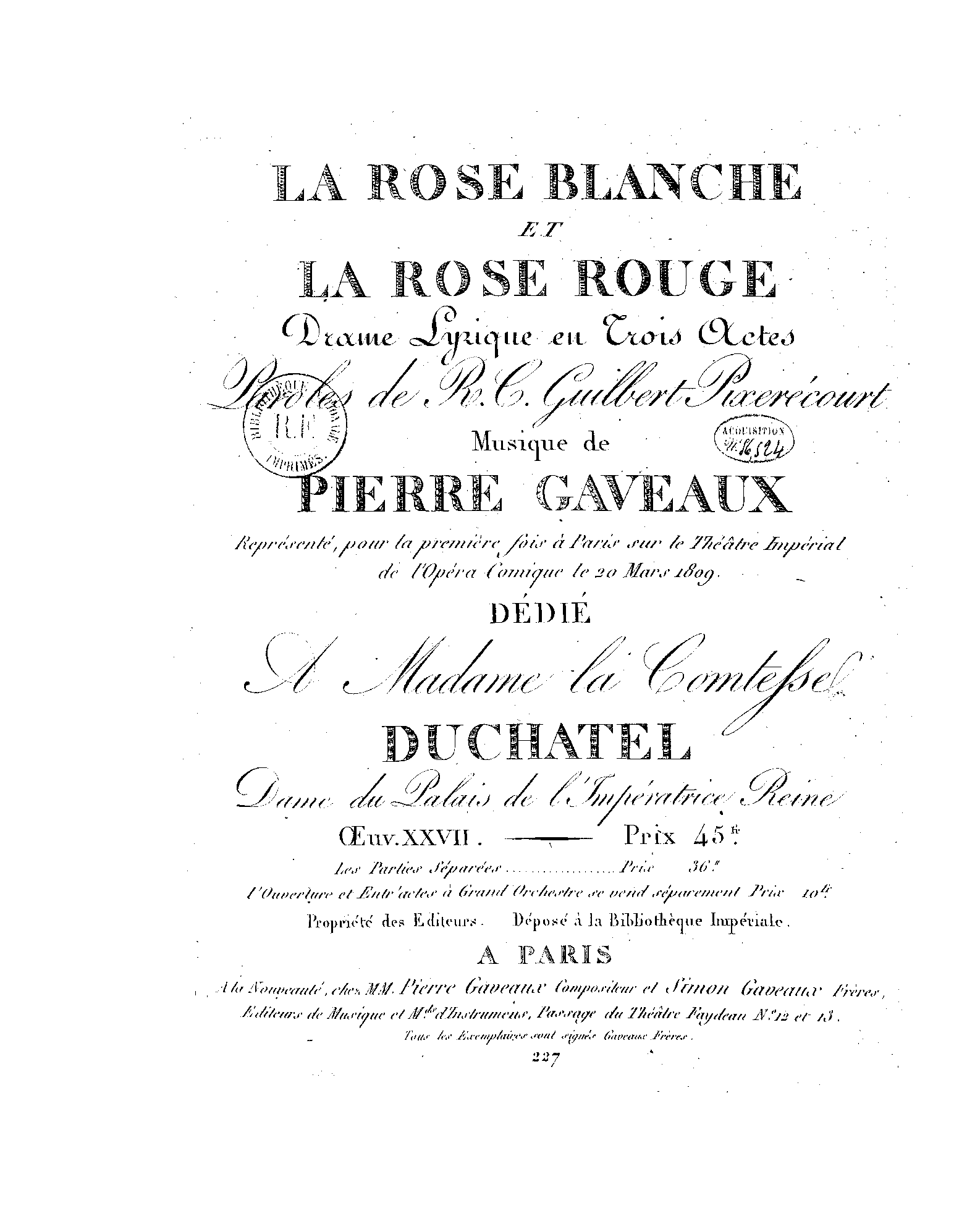 La rose blanche et la rose rouge, Op.27 (Gaveaux, Pierre) IMSLP